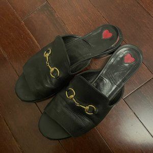 Gucci Malaga Kid Horsebit Accent Slides